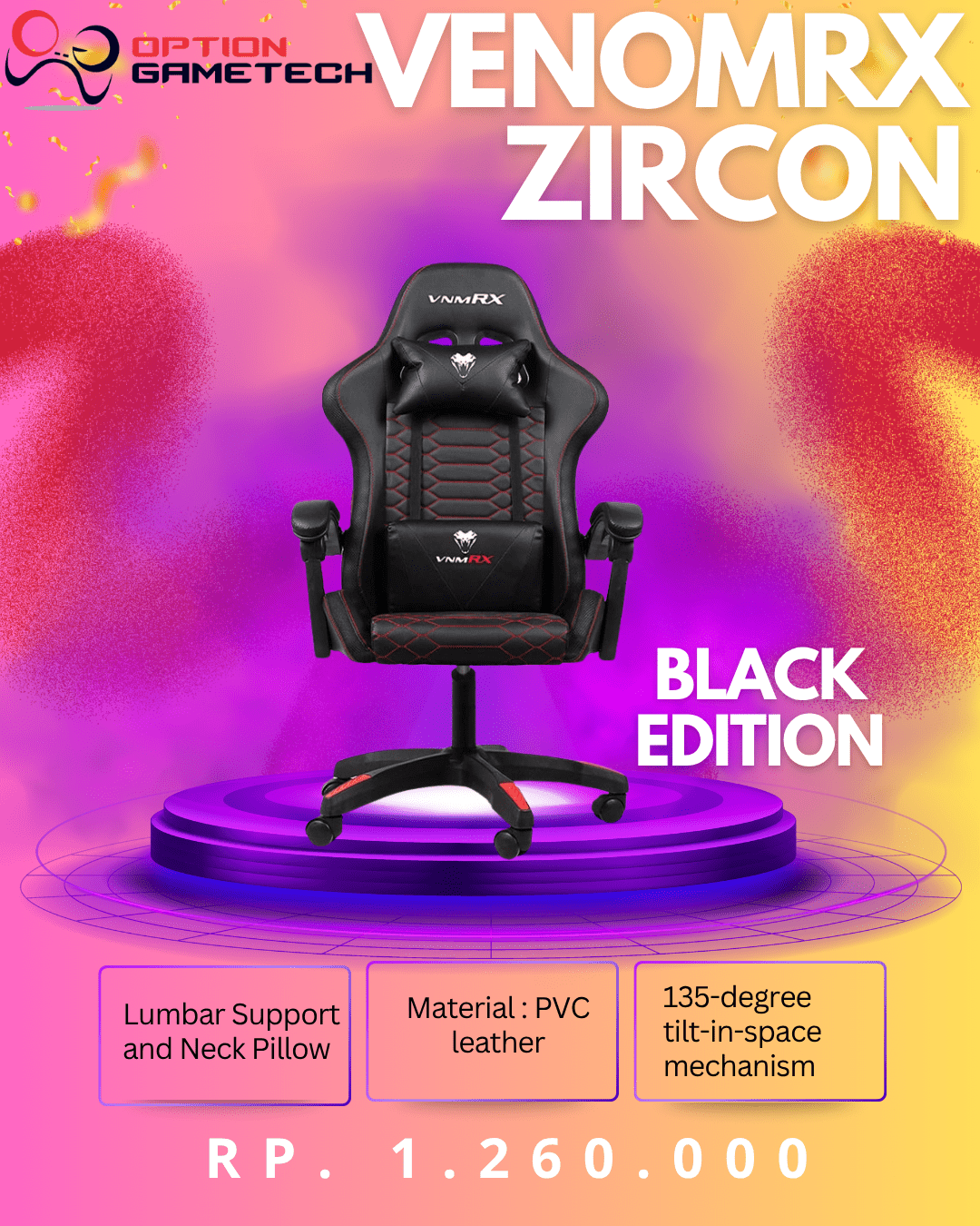 KURSI VENOMRX ZIRCON BLACK EDITION