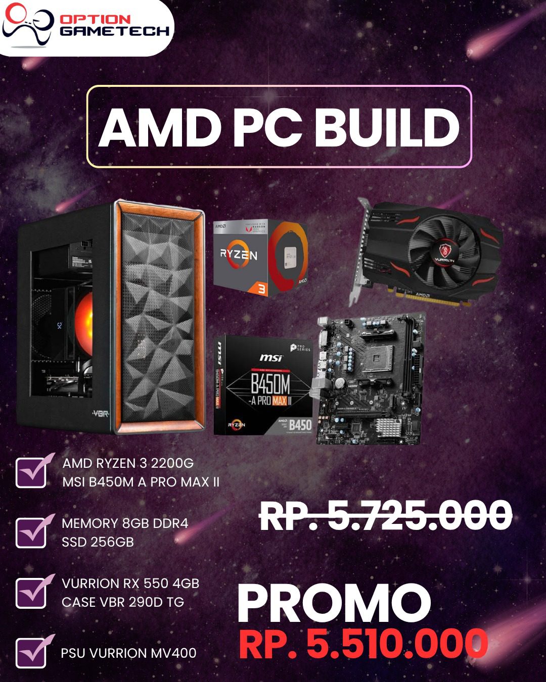 PC Gaming Hemat AMD Ryzen dan RX 550